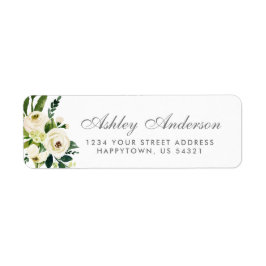 Etiqueta Watercolor Floral Green Silver Address