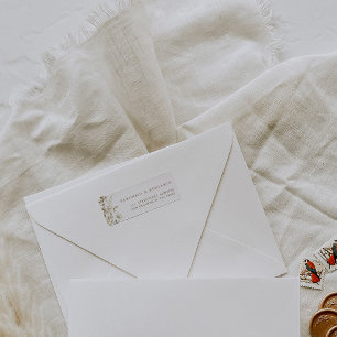 Etiqueta Watercolor Flowers Rustic Wedding Address Labs