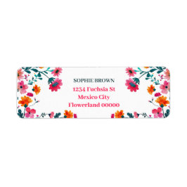 Etiqueta Watercolor Fuchsia Flowers Floral Return Address