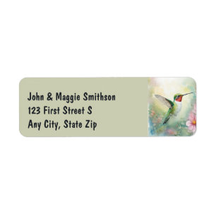 Etiqueta Watercolor Garden Hummingbird Nature Bird Endereço