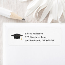 Etiqueta Watercolor Graduation Cap Return Address