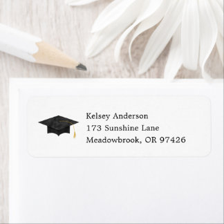 Etiqueta Watercolor Graduation Cap Return Address