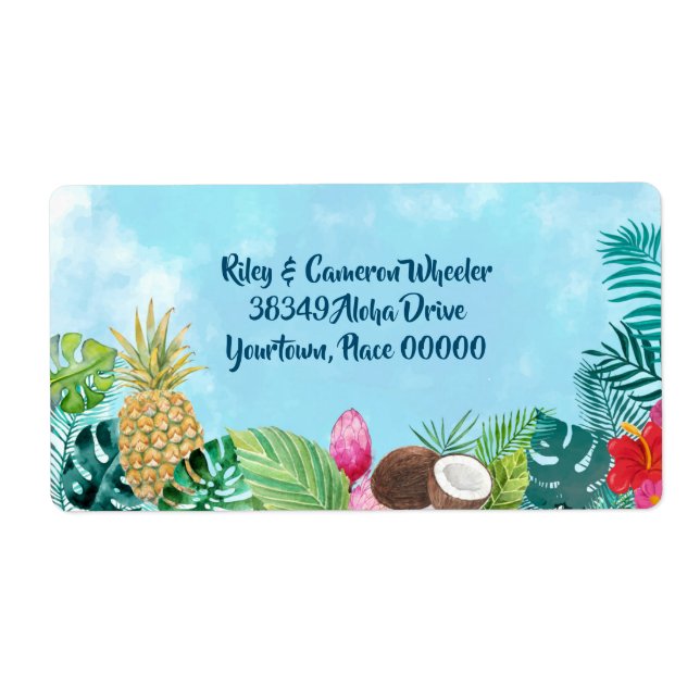 Etiqueta Watercolor Hawaiian Luau (Frente)