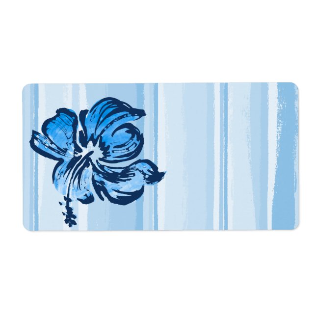Etiqueta Watercolor Hibiscus Hawaiian Tropical (Frente)