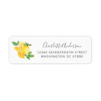 Watercolor Lemon Simple Return Address