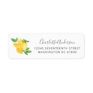 Etiqueta Watercolor Lemon Simple Return Address