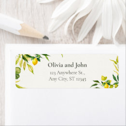 Etiqueta Watercolor Lemon Wedding Return Address Label