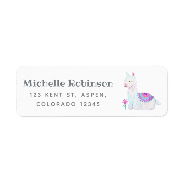 Etiqueta Watercolor Llama Kids (Frente)