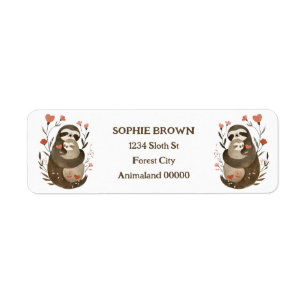 Etiqueta Watercolor Mama Sloth & Baby Cute Return Address