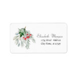 Etiqueta Watercolor Mistletoe Christmas<br><div class="desc">Mistura de aquarela em fundo branco. Um design elegante e sofisticado. Personalize com o seu nome e endereço.</div>