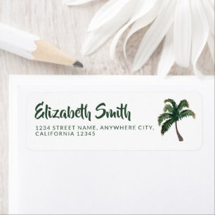 Etiqueta Watercolor Palm Tree Return Address Label