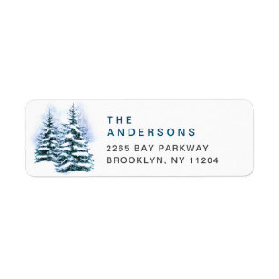 Etiqueta Watercolor Pine Tree Chic Christmas Return Address