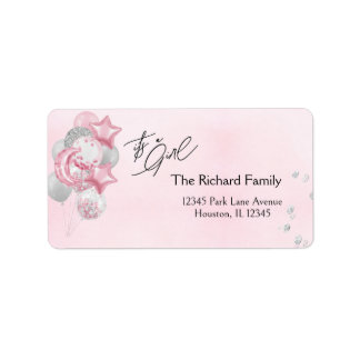 Etiqueta Watercolor Pink Balloons Its A Girl Baby Shower