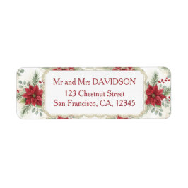 Etiqueta Watercolor Poinsettia Return Address Labels