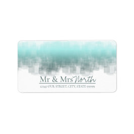 Etiqueta Watercolor Reflete Sr. & Sra. Teal ID774