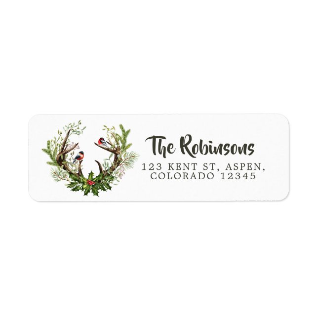Etiqueta Watercolor Rustic Reindeer Natal (Frente)