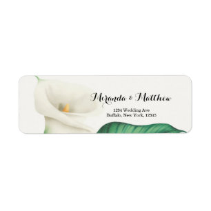 Etiqueta Watercolor White Lily Com Casamento De Folhagem Ve