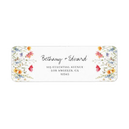 Etiqueta Watercolor Wildflower Wedding Endereço de Devoluçã