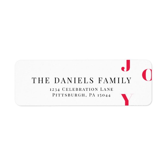 Etiqueta Watercolor Winter Red Joy (Frente)