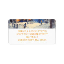 Watercolor Winter Scene Business Return Address