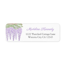 Watercolor Wisteria Lilac Floral Return Address