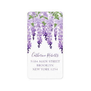 Etiqueta Watercolor Wisteria Wedding Return Address