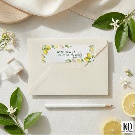 Etiqueta Watercolor Wreath Mediterranean Citrus Wedding