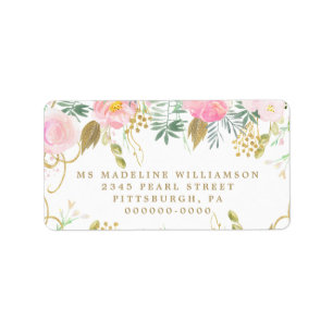 Etiqueta Wcolor Blush e Dourado Endereço de Devolução Flora