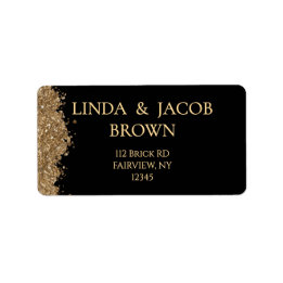 Etiqueta Wedding Anniversary Gold Faux Glitter Address 