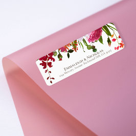 Etiqueta Wedding Magenta Pink Coral Floral Address
