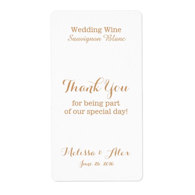 Etiqueta Weding Wine Obrigado (Frente)