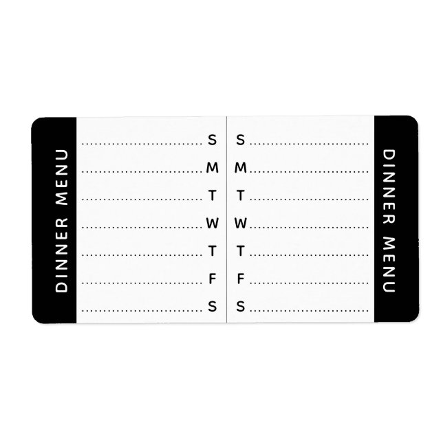 Etiqueta Weekly Menu or Schedule Planner Sticker Label (Frente)