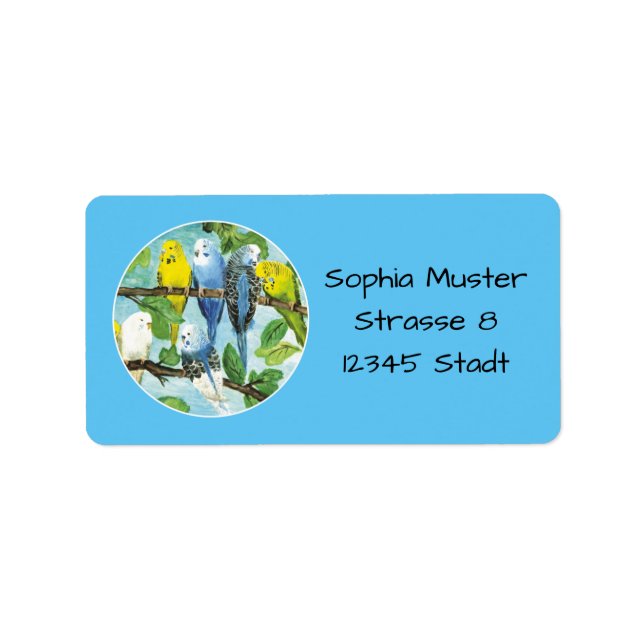 Etiqueta Wellensittiche - Aquarell-Design | (Frente)