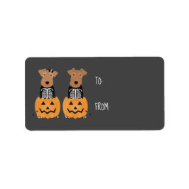 Etiqueta Welsh Terrier Dog Halloween Skeleton