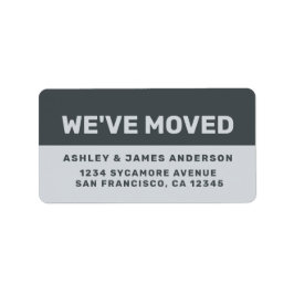 Etiqueta We've Moved Black Pastel Blue New Address
