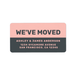Etiqueta We've Moved Black Pastel Pink New Address