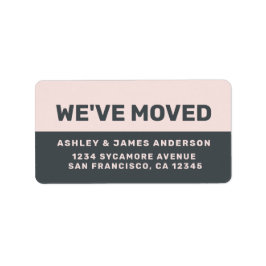 Etiqueta We've Moved Black Pastel Pink New Address Label