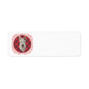 Etiqueta Wheaten Scottish Terrier em Tartan