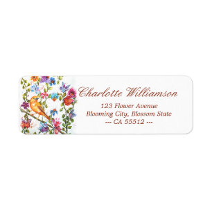 Etiqueta Whimical Watercolor Yellow Bird Address