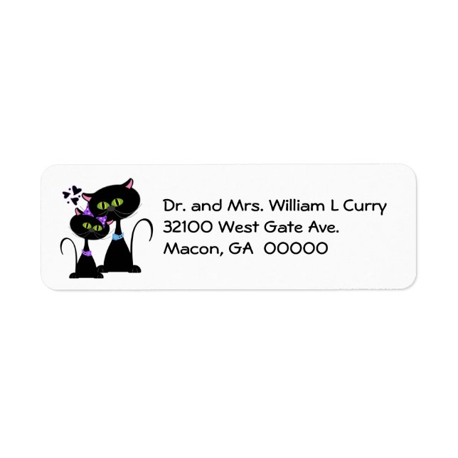 Etiqueta Whimsical Cats Wedding Address Labels (Frente)