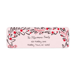 Etiqueta Whimsical Christmas Wreath & Preppy Bows Address