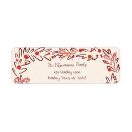 Etiqueta Whimsical Christmas Wreath & Preppy Bows Address