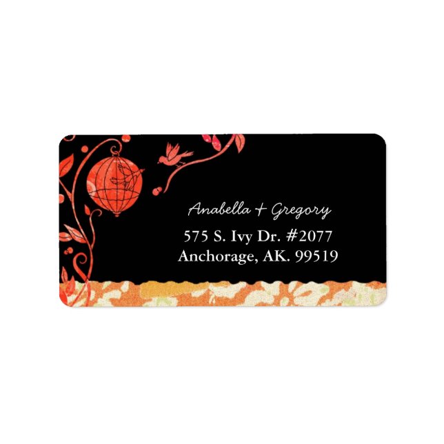 Etiqueta Whimsical Love Birds Endereço de Casamento (Frente)