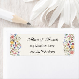Etiqueta Whimsical Wildflowers Meadow Wedding