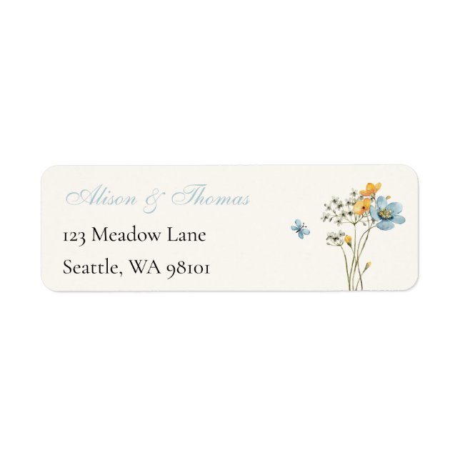 Etiqueta Whimsical Wildflowers Meadow Wedding  Label (Frente)