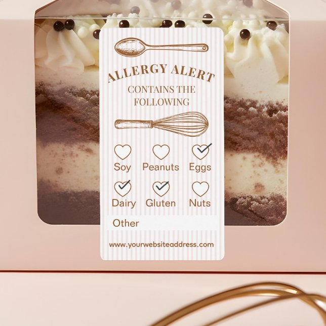 Etiqueta Whisk Spoon Bakery Allergy Alert Baked Goods Food (Whisk Spoon Bakery Allergy Alert Baked Goods Food Label)