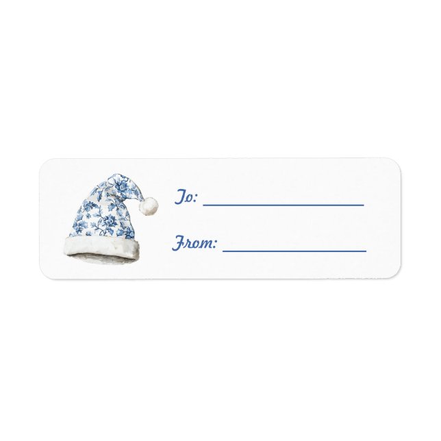 Etiqueta White Blue Santa Hat Christmas   (Frente)