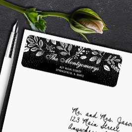 Etiqueta White Botanicals on Black Return Address
