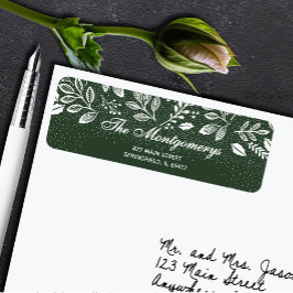 Etiqueta White Botanicals on Forest Green Return Address