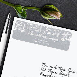 Etiqueta White Botanicals on Grey Return Address